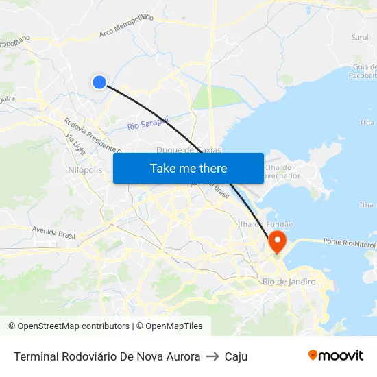Terminal Rodoviário De Nova Aurora to Caju map