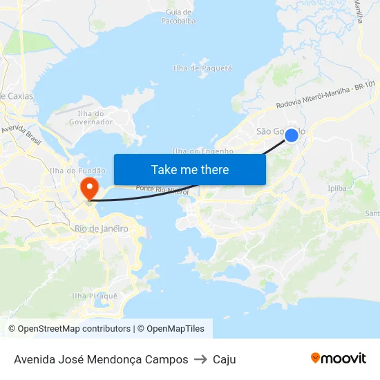 Avenida José Mendonça Campos to Caju map