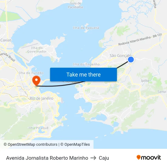 Avenida Jornalista Roberto Marinho to Caju map
