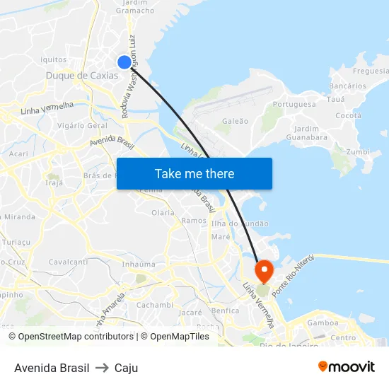 Avenida Brasil to Caju map