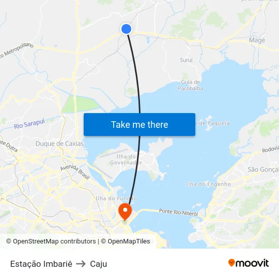 Estação Imbariê to Caju map