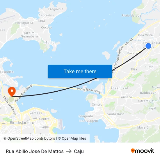 Rua Abilio José De Mattos to Caju map