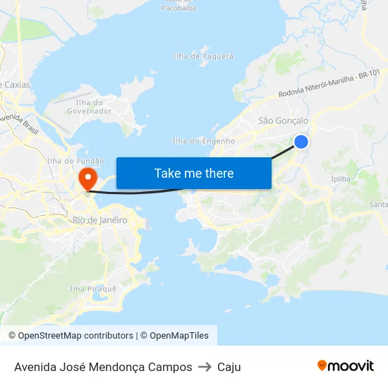 Avenida José Mendonça Campos to Caju map