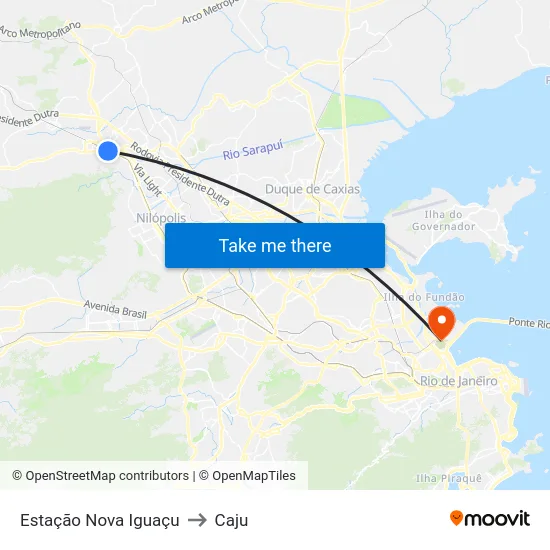 Estação Nova Iguaçu to Caju map