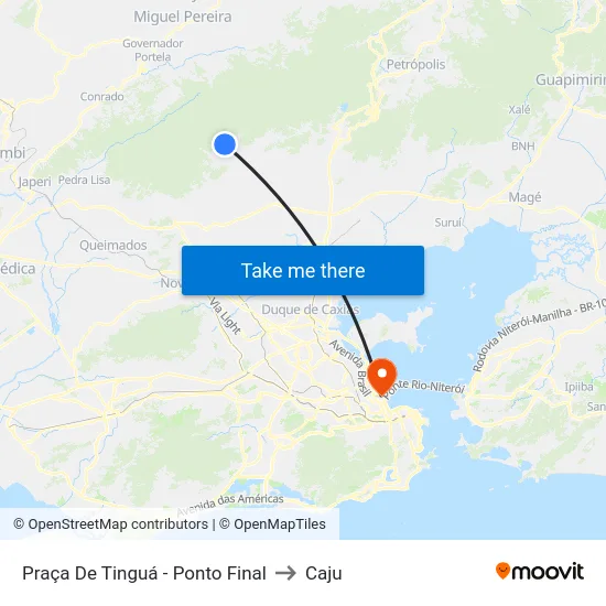 Praça De Tinguá - Ponto Final to Caju map