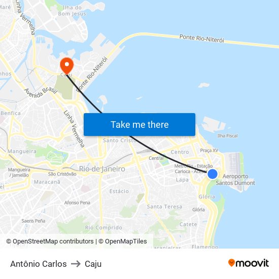 Antônio Carlos to Caju map