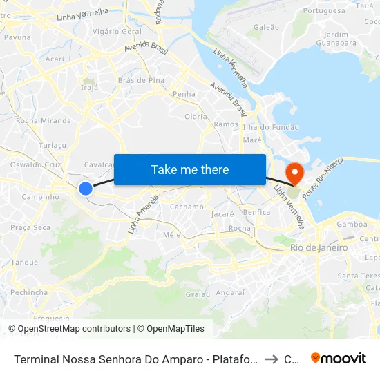 Terminal Nossa Senhora Do Amparo - Plataforma A to Caju map