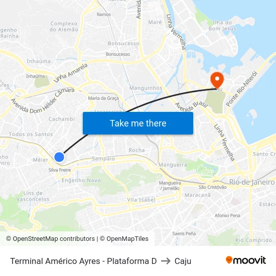 Terminal Américo Ayres - Plataforma D to Caju map