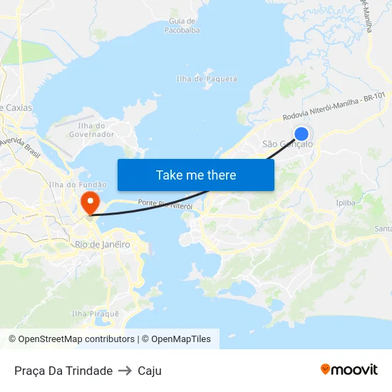 Praça Da Trindade to Caju map