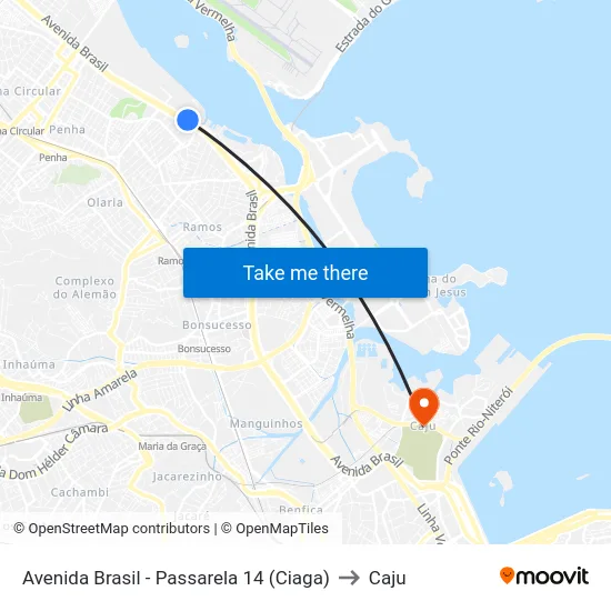 Avenida Brasil - Passarela 14 (Ciaga) to Caju map