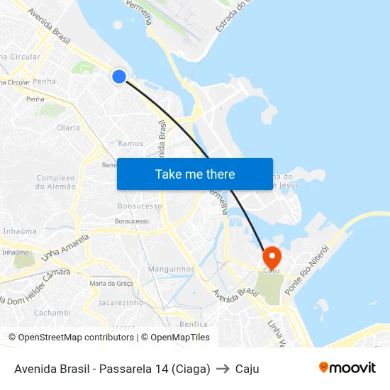Avenida Brasil - Passarela 14 (Ciaga) to Caju map