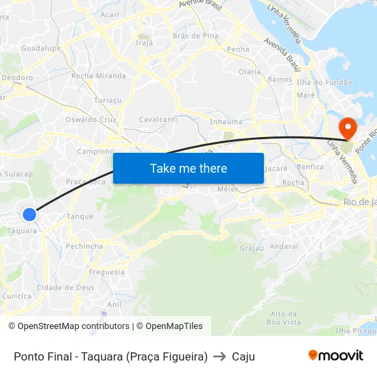 Ponto Final - Taquara (Praça Figueira) to Caju map