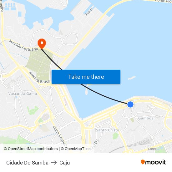 Cidade Do Samba to Caju map