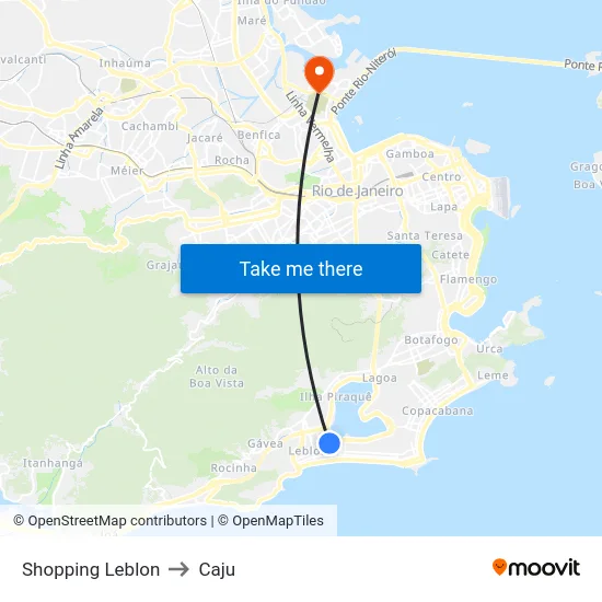 Shopping Leblon to Caju map