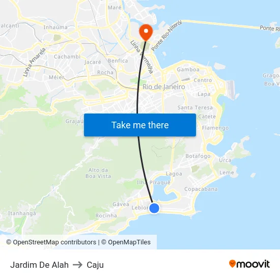 Jardim De Alah to Caju map