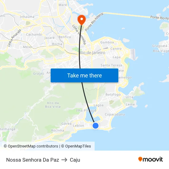 Nossa Senhora Da Paz to Caju map