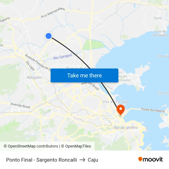 Ponto Final - Sargento Roncalli to Caju map