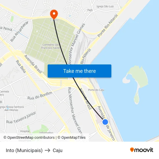 Into (Municipais) to Caju map