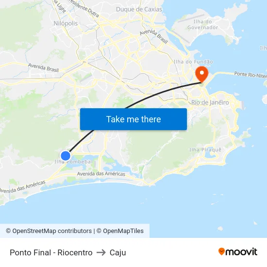 Ponto Final - Riocentro to Caju map