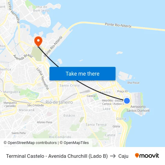 Terminal Castelo - Avenida Churchill (Lado B) to Caju map