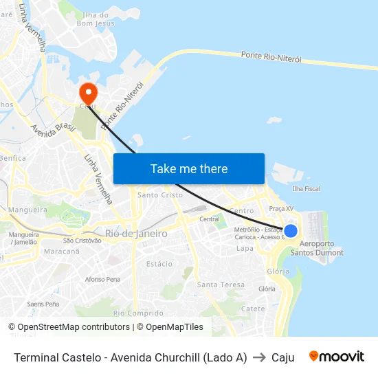 Terminal Castelo - Avenida Churchill (Lado A) to Caju map