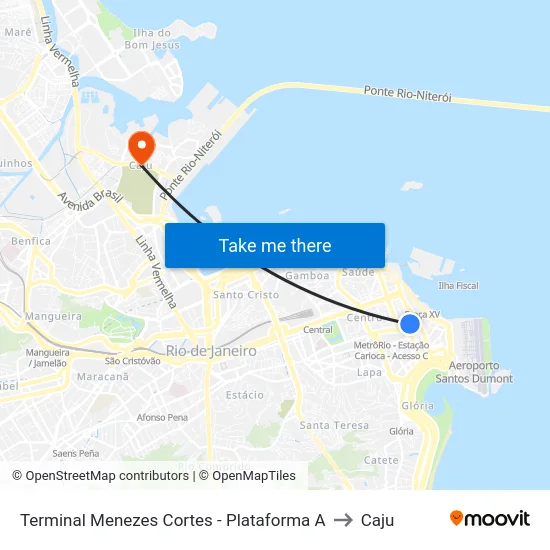Terminal Menezes Cortes - Plataforma A to Caju map