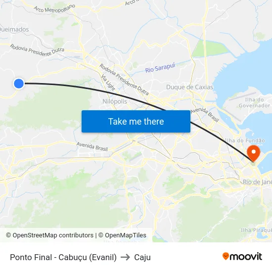Ponto Final - Cabuçu (Evanil) to Caju map