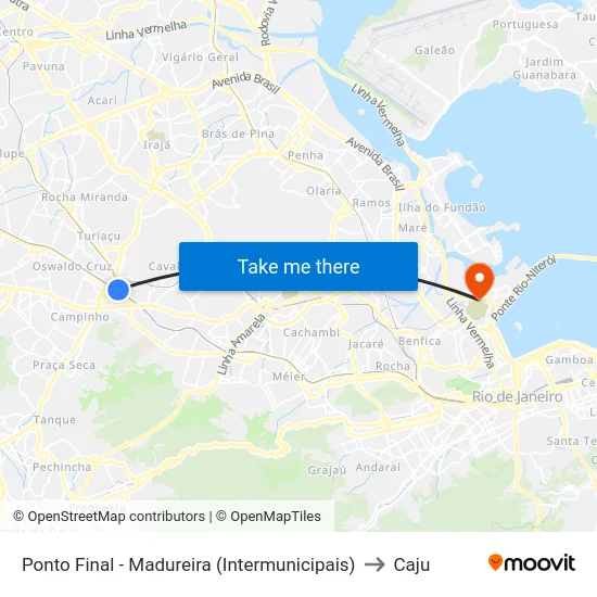 Ponto Final - Madureira (Intermunicipais) to Caju map