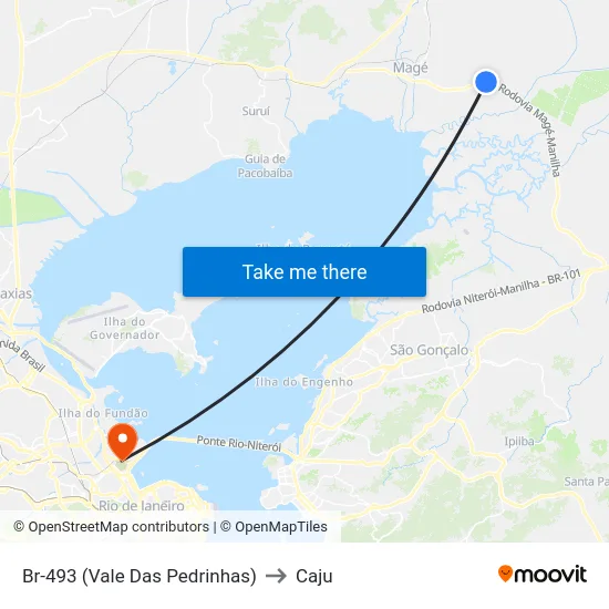 Br-493 (Vale Das Pedrinhas) to Caju map