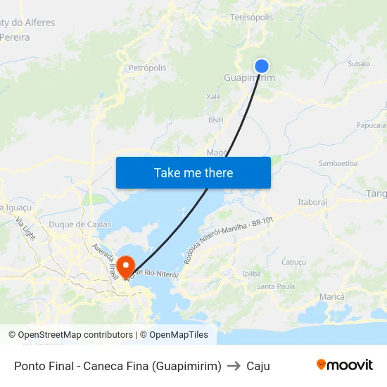 Ponto Final - Caneca Fina (Guapimirim) to Caju map