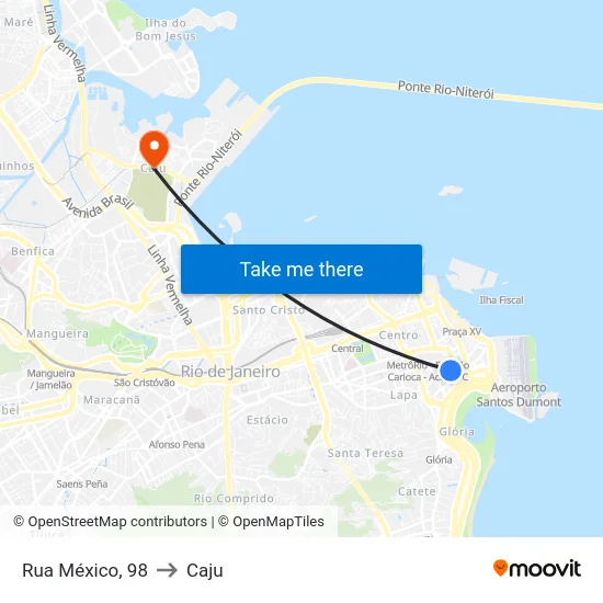 Rua México, 98 to Caju map