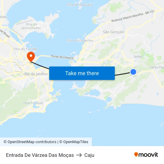 Entrada De Várzea Das Moças to Caju map