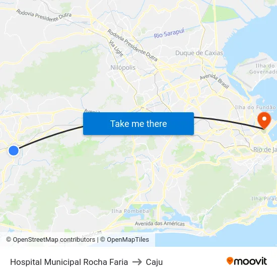 Hospital Municipal Rocha Faria to Caju map