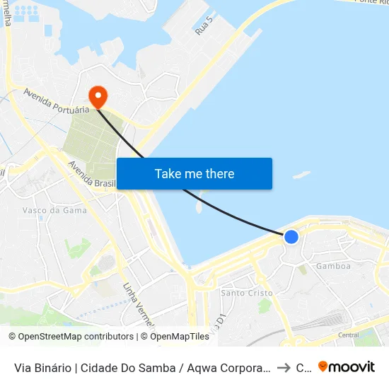 Via Binário | Cidade Do Samba / Aqwa Corporate (Sentido Rodoviária) to Caju map