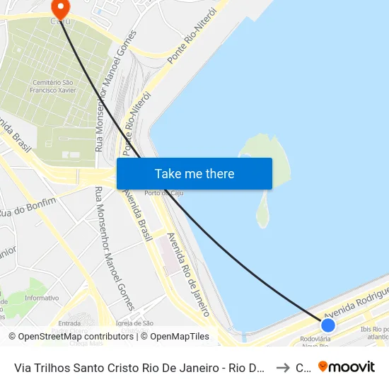 Via Trilhos Santo Cristo Rio De Janeiro - Rio De Janeiro 20220 Brasil to Caju map