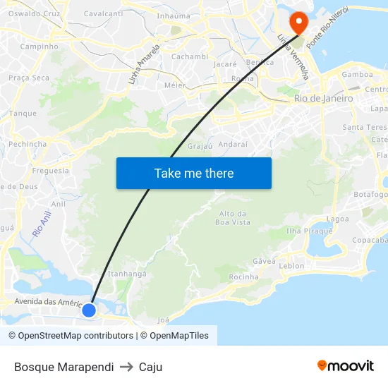 Bosque Marapendi to Caju map