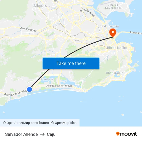 Salvador Allende to Caju map