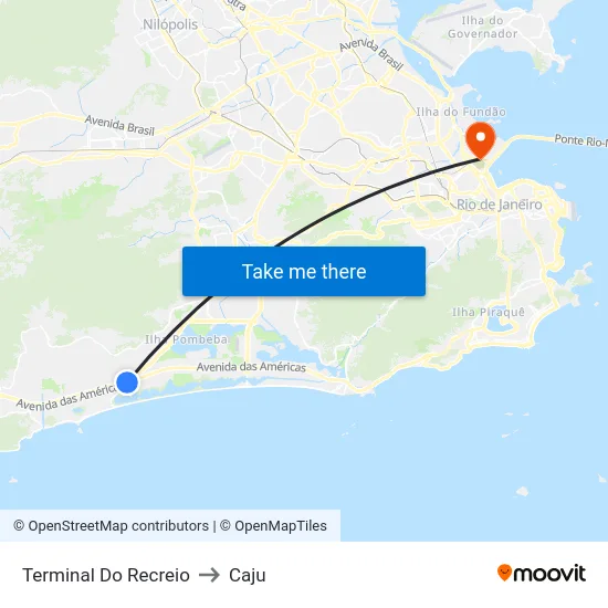 Terminal Do Recreio to Caju map