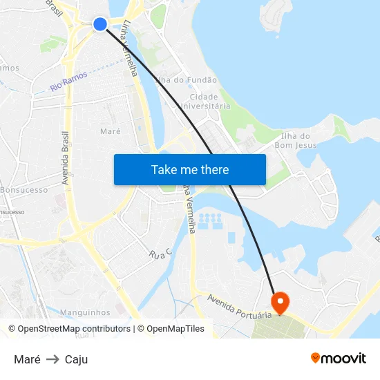 Maré to Caju map