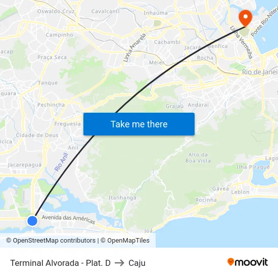 Terminal Alvorada - Plat. D to Caju map