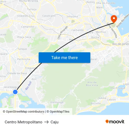 Centro Metropolitano to Caju map