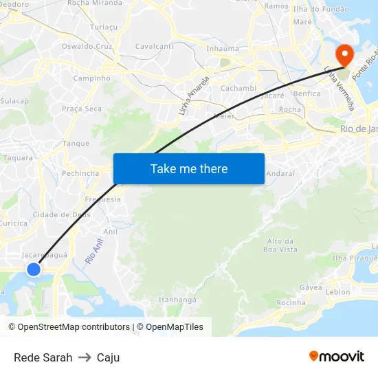 Rede Sarah to Caju map