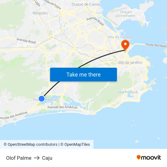 Olof Palme to Caju map