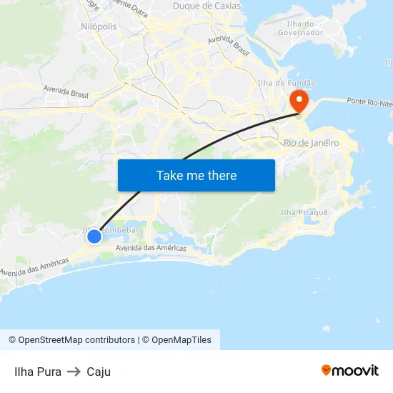 Ilha Pura to Caju map