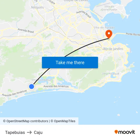 Tapebuias to Caju map