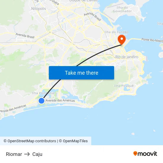 Riomar to Caju map