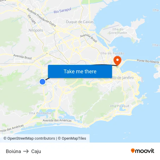 Boiúna to Caju map