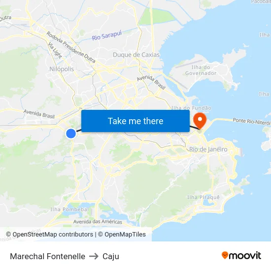 Marechal Fontenelle to Caju map