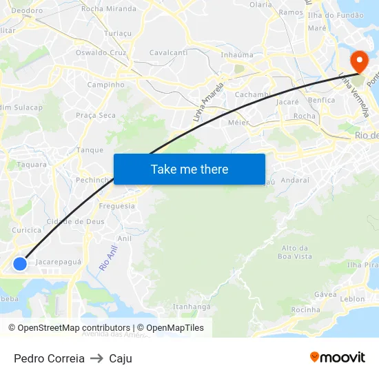 Pedro Correia to Caju map