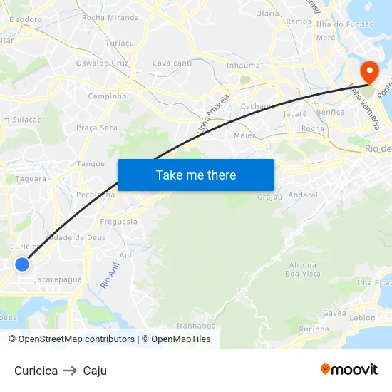 Curicica to Caju map